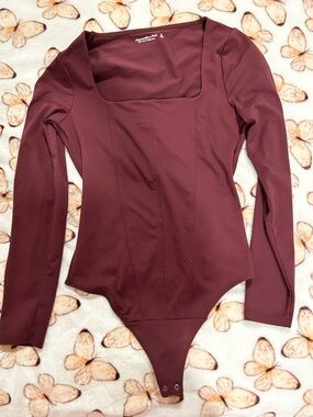 Abercrombie & Fitch Burgundy Long Sleeve Body Suit